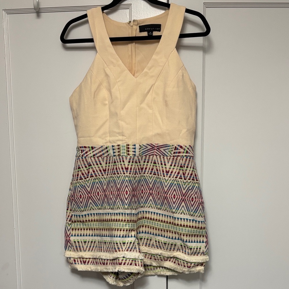 Adelyn Rae Boho Festival Cottagecore Cream Romper